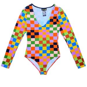 Nooworks RARE Carnival print long sleeve Bodysuit medium